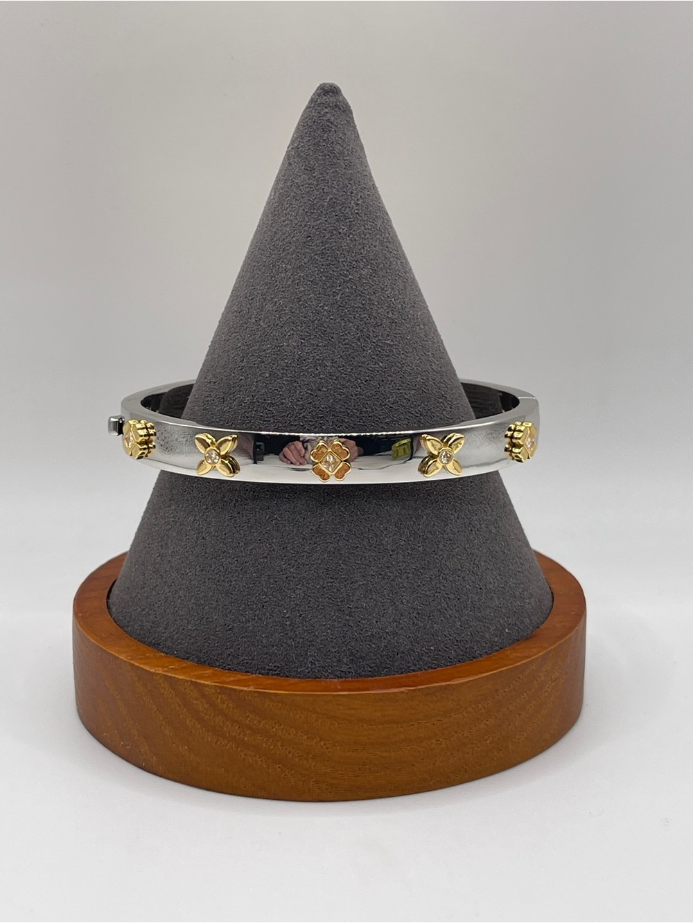 kate spade Silver and Gold Floral Motif Hinged Bangle Bracelet